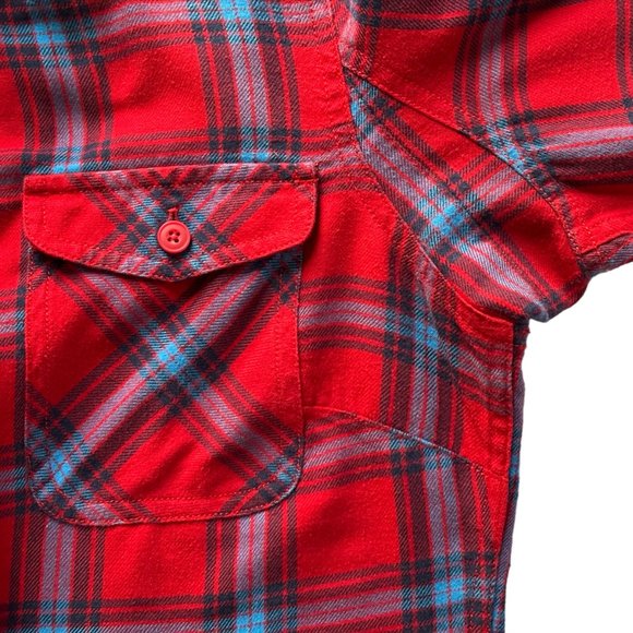 Duluth Trading Co. Plaid Long Sleeve Shirt Small EUC Red Blue Black Cotton Blend - Picture 8 of 14